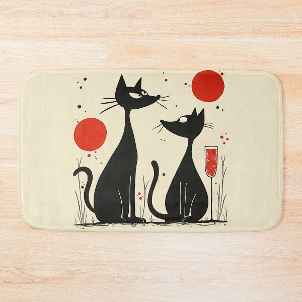 Item preview, Two Wine Drinking Black Cats In Lovers Spat designed and sold by GaffaDesigns.