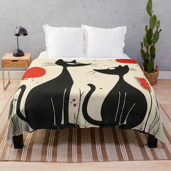 Item preview, Two Wine Drinking Black Cats In Lovers Spat designed and sold by GaffaDesigns.