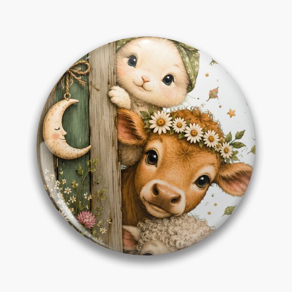 Item preview, Cute Farm Animals Nursery Decor Baby Cow Bunny Lamb Art designed and sold by BumbleBloom7.