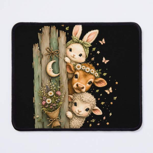 Item preview, Cute Farm Animals Nursery Decor Baby Cow Bunny Lamb Art designed and sold by BumbleBloom7.