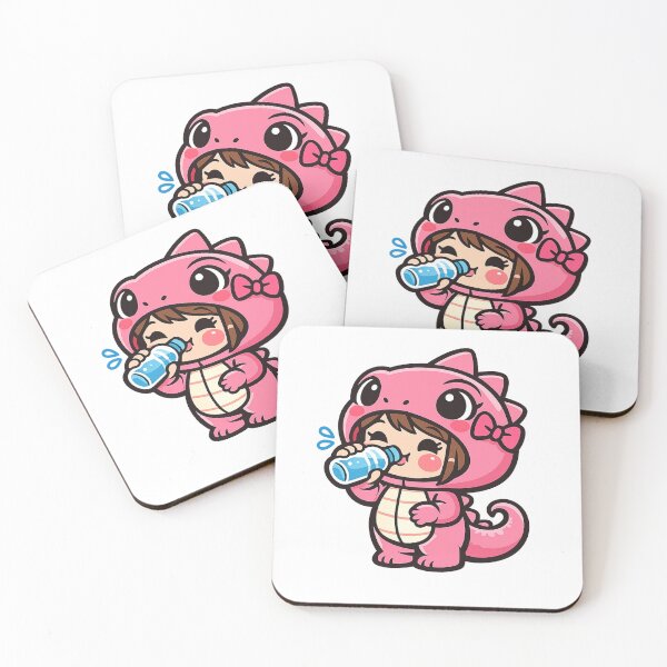 Item preview, Cute Pink Lizard Girl Drinking Water Kawaii Mascot | "Stay Hydrated Chibi Costume Design" designed and sold by RonBear-Designs.