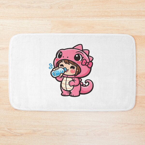 Item preview, Cute Pink Lizard Girl Drinking Water Kawaii Mascot | "Stay Hydrated Chibi Costume Design" designed and sold by RonBear-Designs.