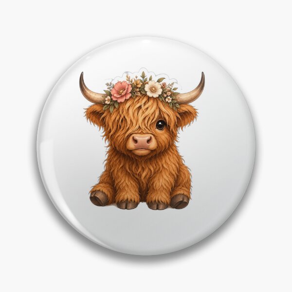 Item preview, Cute Highland Cow Sticker | Fluffy Cow with Flower Crown | Kawaii Farm Animal Gift designed and sold by  PixelPop Studio.