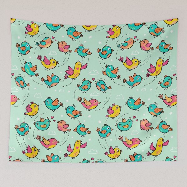 Item preview, Playful Cartoon Bird Garden - Whimsical 2D Floral Pattern designed and sold by krazzyremo.