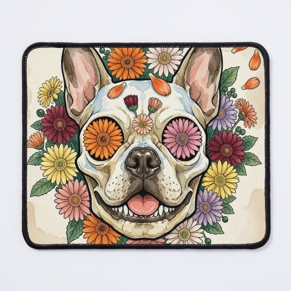 Item preview, Floral Sugar Skull French Bulldog Watercolor Day of the Dead Frenchie Art designed and sold by shallia.