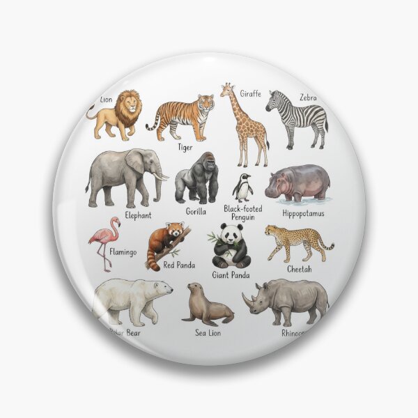 Item preview, Educational Zoo Animals Watercolor Chart - Cute Wildlife Illustrations for Kids designed and sold by raedattia.