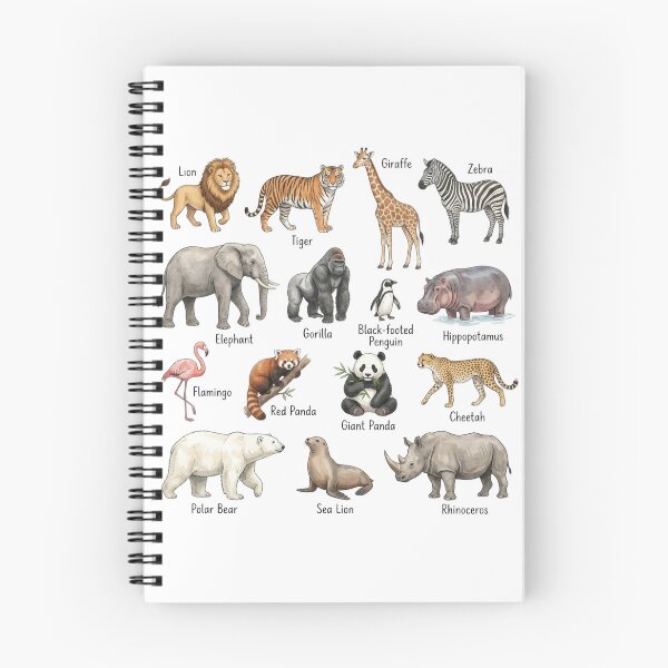 Item preview, Educational Zoo Animals Watercolor Chart - Cute Wildlife Illustrations for Kids designed and sold by raedattia.