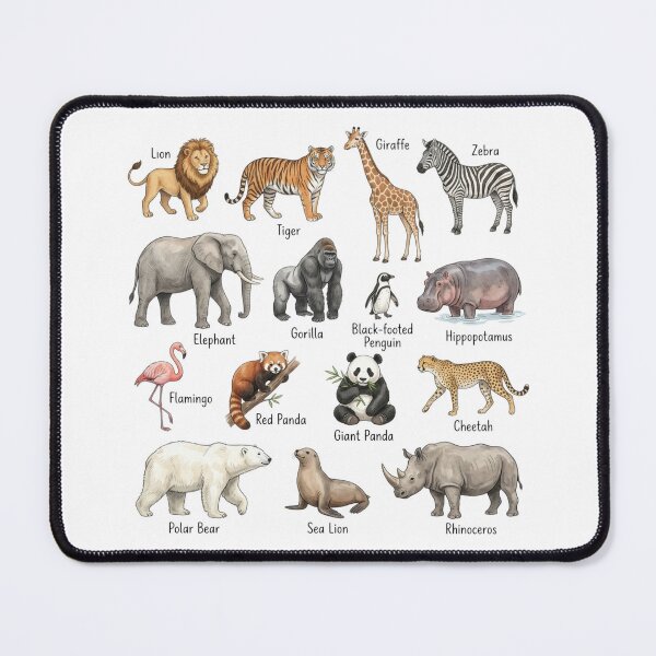 Item preview, Educational Zoo Animals Watercolor Chart - Cute Wildlife Illustrations for Kids designed and sold by raedattia.