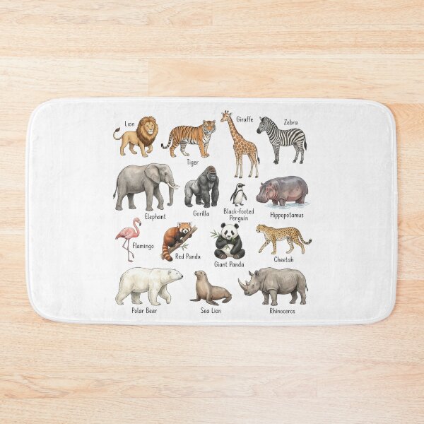 Item preview, Educational Zoo Animals Watercolor Chart - Cute Wildlife Illustrations for Kids designed and sold by raedattia.