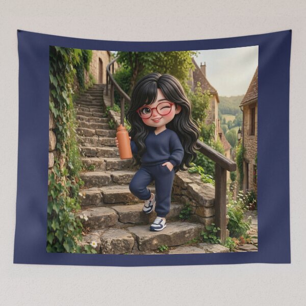 Item preview, Girl doing her exercise routine up the hill designed and sold by Azurart2.