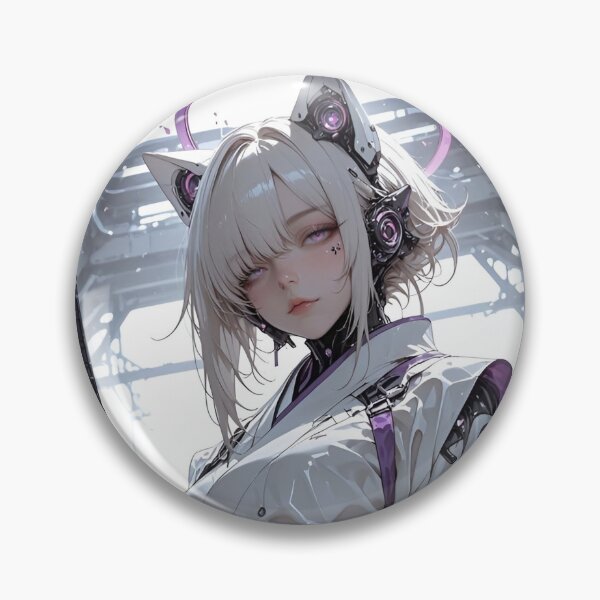 Item preview, Cyber Samurai Cat Girl | Futuristic Android Warrior | Purple Sci-Fi Anime Inspired Digital Art designed and sold by Dyan4.
