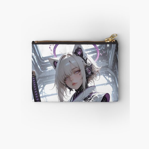 Item preview, Cyber Samurai Cat Girl | Futuristic Android Warrior | Purple Sci-Fi Anime Inspired Digital Art designed and sold by Dyan4.
