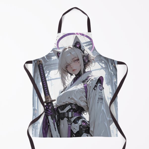 Item preview, Cyber Samurai Cat Girl | Futuristic Android Warrior | Purple Sci-Fi Anime Inspired Digital Art designed and sold by Dyan4.