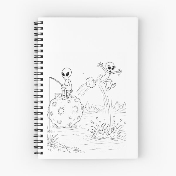Item preview, Funny Alien Fishing Disaster Peaceful Fishing Gone Wrong Cartoon designed and sold by ComedyInkFactor.