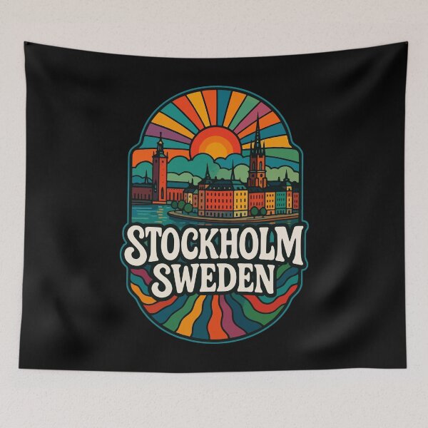 Artikelvorschau, Stockholm, Schweden – Trippy Art Travel entworfen und verkauft von TomFrontierArt.