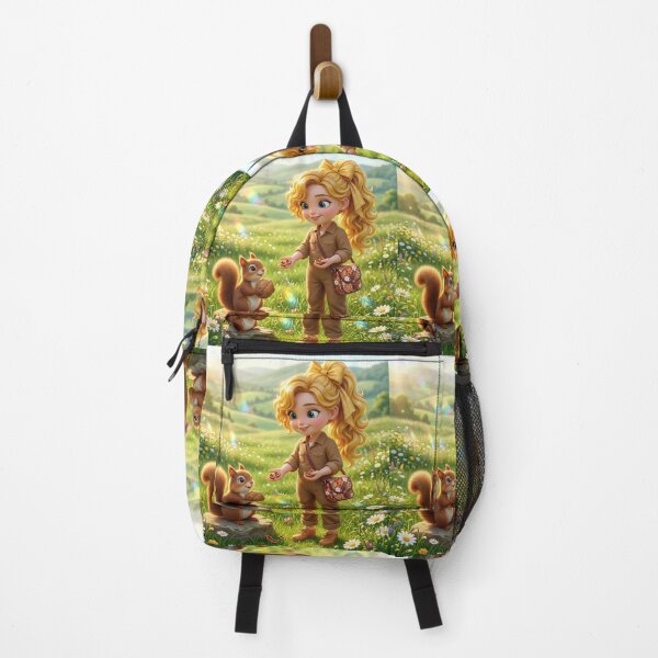 Item preview, Squirrel-loving girl in a garden designed and sold by Azurart2.