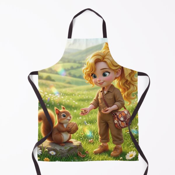 Item preview, Squirrel-loving girl in a garden designed and sold by Azurart2.