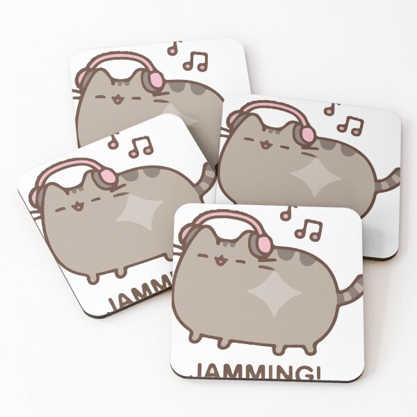 Item preview, Cute Jamming Cat with Headphones Music Lover Kawaii Sticker designed and sold by daenarys123.