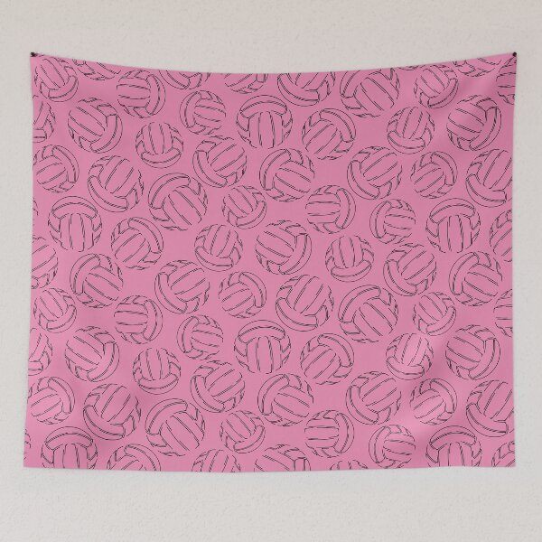 Item preview, Copy of Volleyballs line art sketch pattern - black on pink designed and sold by katzdzynes.