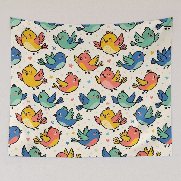 Item preview, Colorful Sky Bird - Minimalist Cartoonish Pattern designed and sold by krazzyremo.