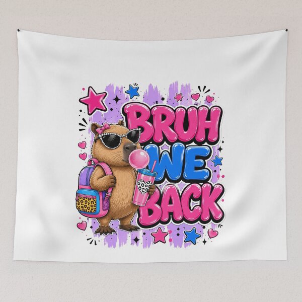 Item preview, Bruh We Back Funny Capybara Back To School Girls Kids designed and sold by BornBorn.