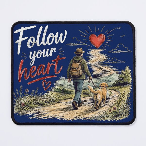 Item preview, Follow Your Heart Hiking with My Dog Illustration designed and sold by Evelashop.