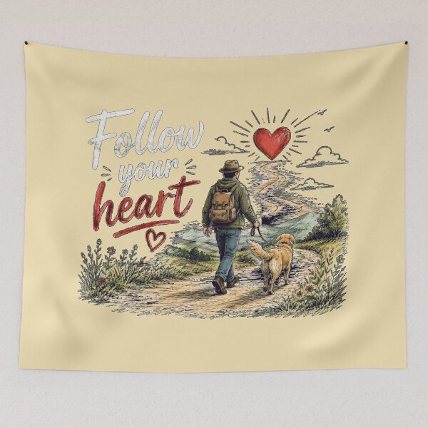 Item preview, Follow Your Heart Hiking with My Dog Illustration designed and sold by Evelashop.