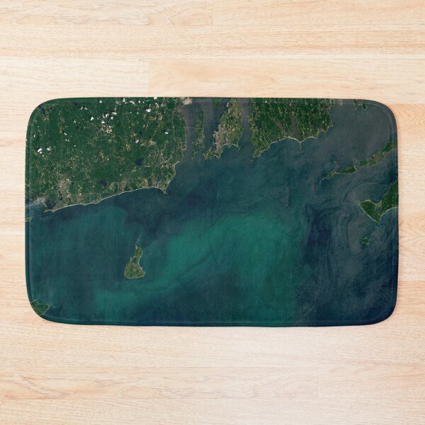 Item preview, Satellite aerial view of Block Island, coastal Rhode Island, Newport, and Narragansett Bay color photographic art print designed and sold by Jéanpaul  Ferro.