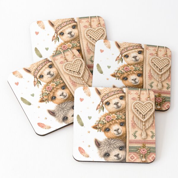 Item preview, Whimsical Llama Family Cute Alpaca Boho Aesthetic Art designed and sold by BumbleBloom7.