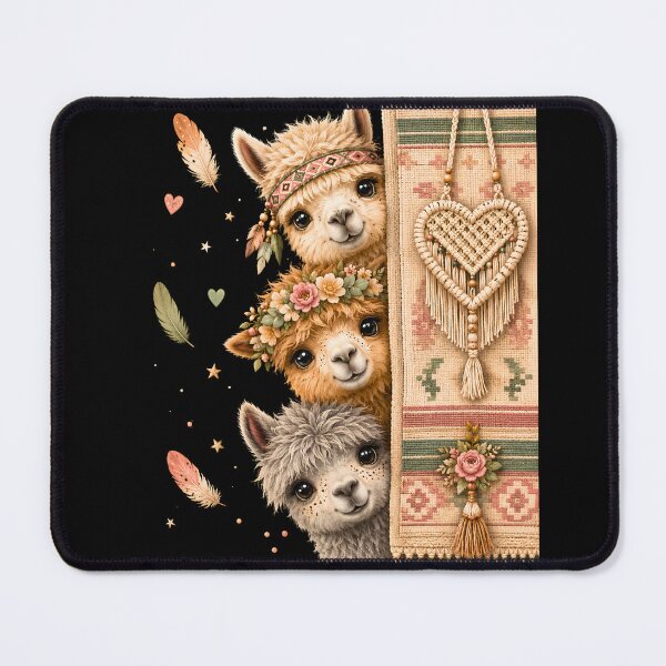 Item preview, Whimsical Llama Family Cute Alpaca Boho Aesthetic Art designed and sold by BumbleBloom7.
