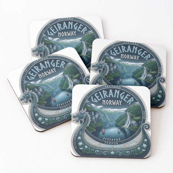 Item preview, Geiranger Norway Fjord Landscape Sticker designed and sold by Imaginarium of Chaos falcon88 .