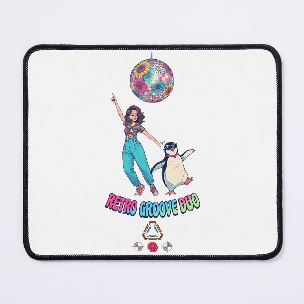 Item preview, Retro Groove Duo - Dancing Girl & Penguin designed and sold by Whimsy Trail Co.
