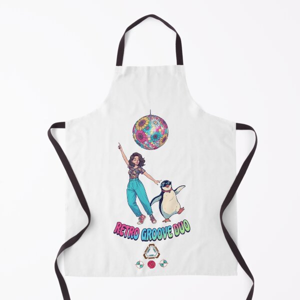Item preview, Retro Groove Duo - Dancing Girl & Penguin designed and sold by Whimsy Trail Co.