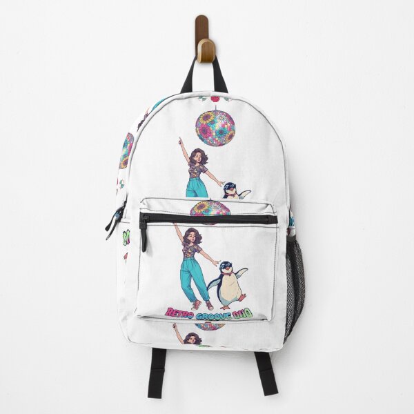Item preview, Retro Groove Duo - Dancing Girl & Penguin designed and sold by Whimsy Trail Co.