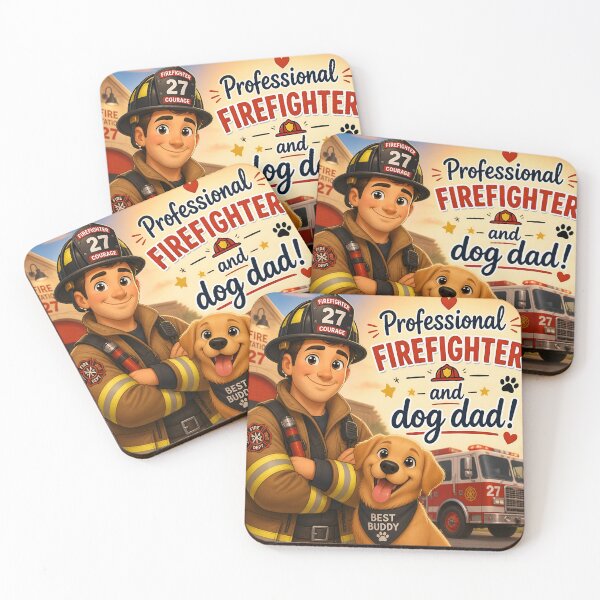 Item preview, Professional Firefighter and Dog Dad — Funny Firefighter Dog Dad Gift Shirt designed and sold by DoggyDayLove.