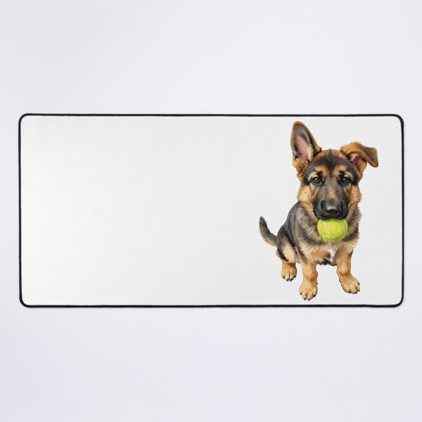 Item preview, Watercolor German Shepherd puppy and a tennis ball designed and sold by WildArtIT.