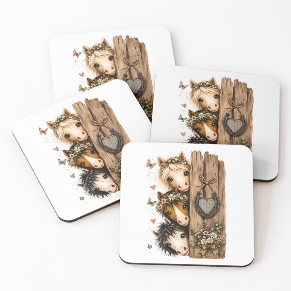 Item preview, Cute Country Horses Art Print - Rustic Shabby Chic Decor designed and sold by BumbleBloom7.