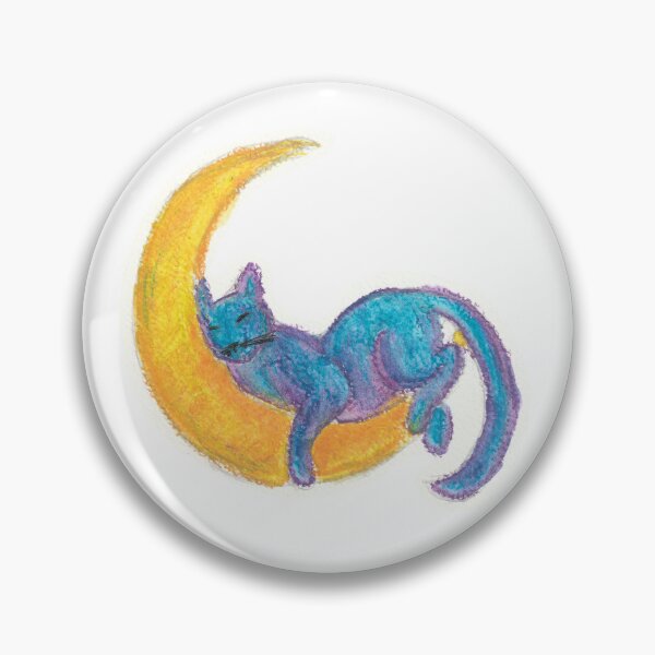 Item preview, Moon Cat | Cute Sleeping Cat on Crescent Moon | Hand Painted Watercolor Celestial Cat designed and sold by SugarMoonDrop.