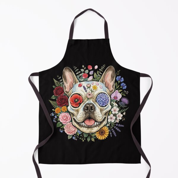Item preview, Botanical French Bulldog Skull Floral Watercolor Gothic Frenchie Illustration designed and sold by shallia.
