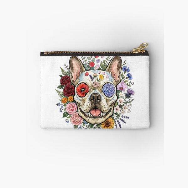 Item preview, Botanical French Bulldog Skull Floral Watercolor Gothic Frenchie Illustration designed and sold by shallia.