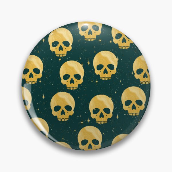 Item preview, Whimsigoth Golden Skulls on Deep Green designed and sold by Little Wimbly.