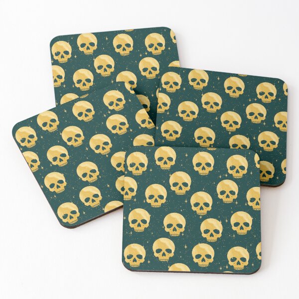 Item preview, Whimsigoth Golden Skulls on Deep Green designed and sold by Little Wimbly.