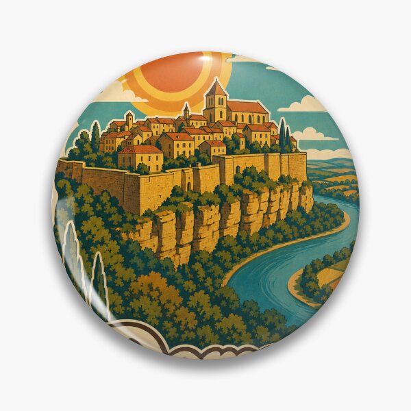 Item preview, Domme France Travel Souvenir - Retro Illustration designed and sold by VisualArtsOasis.