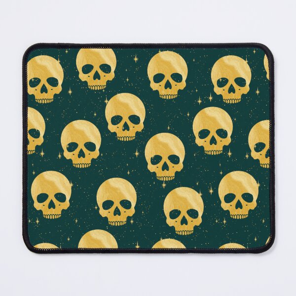 Item preview, Whimsigoth Golden Skulls on Deep Green designed and sold by Little Wimbly.
