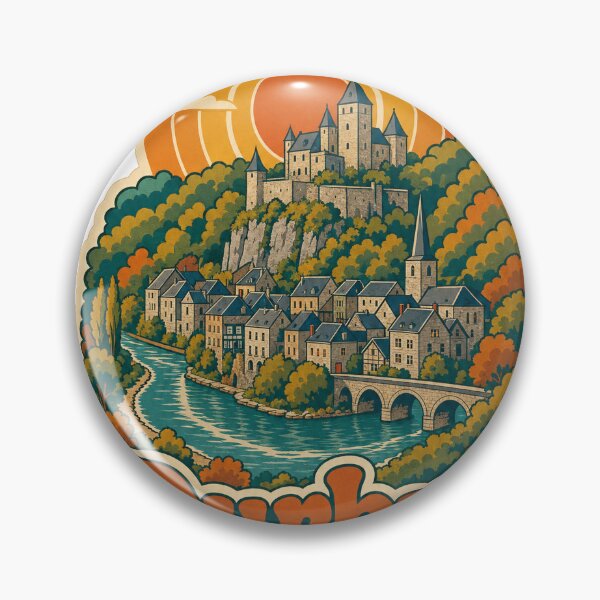 Item preview, Durbuy Belgium Travel Souvenir - Retro Illustration designed and sold by VisualArtsOasis.