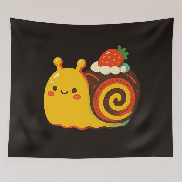 Item preview, Cute Chocolate Roll Cake Snail | Kawaii Swiss Roll Dessert Character designed and sold by Eathusiast.