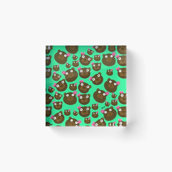 Item preview, Cute Kawaii Teddy Bears on bright dopamine green Pattern  designed and sold by giulyz.