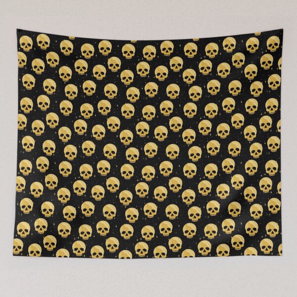 Item preview, Whimsigoth Golden Skulls on Black designed and sold by Little Wimbly.