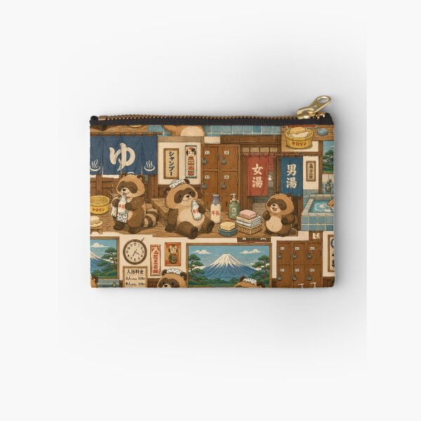 Item preview, Cute Tanuki Sento Seamless Pattern – Retro Japanese Bathhouse Kawaii Wrapping Paper Design designed and sold by kawaii animal store (in Japan).