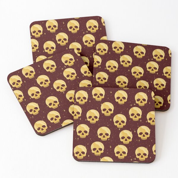 Item preview, Whimsigoth Golden Skulls on Burgundy designed and sold by Little Wimbly.